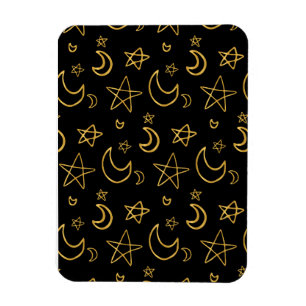 Måne och Stars Guld Mönster Magnet