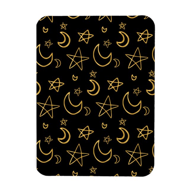Måne och Stars Guld Mönster Magnet (Vertikal)