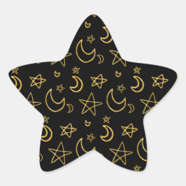Måne och Stars Guld Mönster Stjärnformat Klistermärke