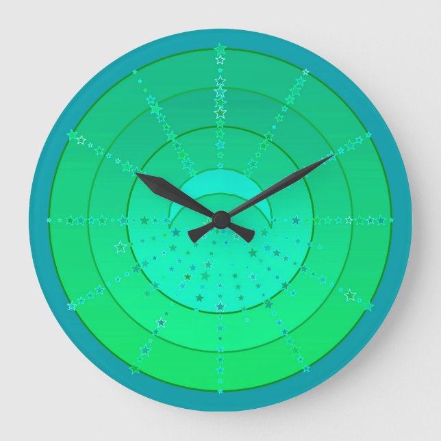 Måne och Stars Mandala - Emerald Grönt Stor Klocka (Framsida)