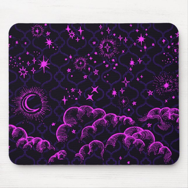 "Måne och Stars" Mousepad Moroccan (Rosa) Musmatta (Framsidan)