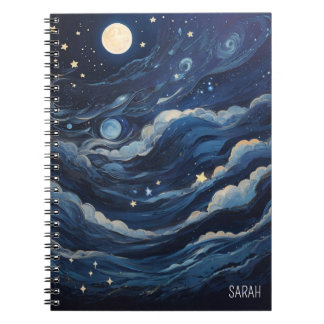 Måne och Stars Night Journal Spiral fotopatbok - b Anteckningsbok