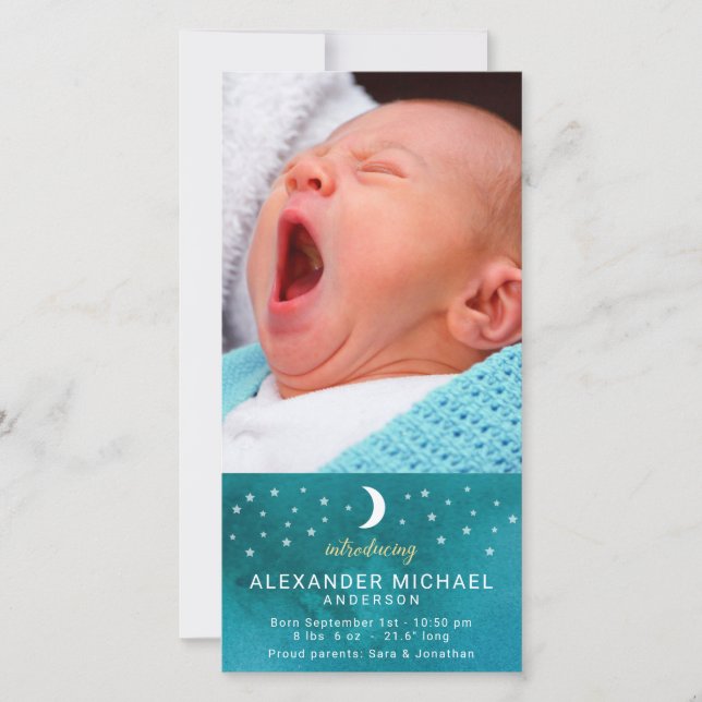Måne och Stars Photo Baby annonsering Meddelande (Framsida)