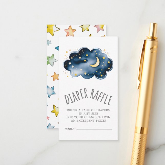 Måne och Stars Pojke Diaper Raffle Tilläggskort (Fram/Back In Situ)