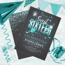 Måne och Stars Sweet 16 Teal/Blk ID788