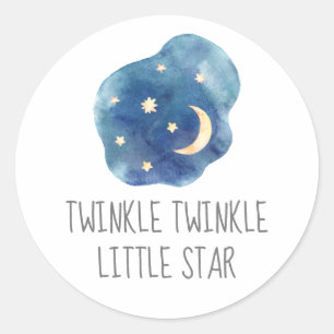 Måne och Stars Twinkle Twinkle Little Star Sticker Runt Klistermärke