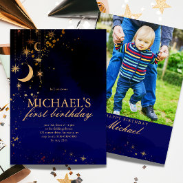 Måne och startar första födelsedagsinbjudan inbjudningar