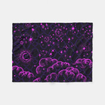 "Måne- och stjärna" ullfilt (PK/BLK/PUR)