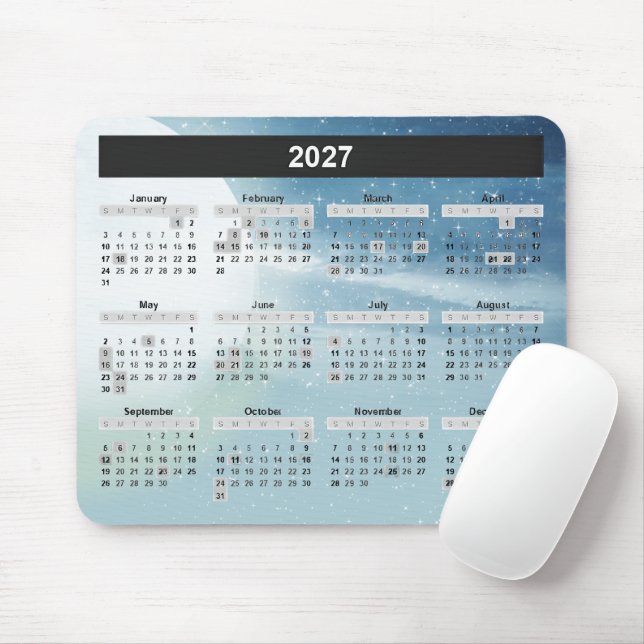 Måne och stjärnor 2027 kalender  musmatta (Med mus)