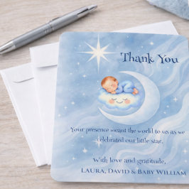 Måne och Stjärnor Baby Boy Shower Tackkort Tack Kort