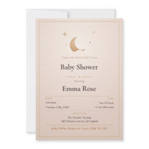 Måne och stjärnor Baby Shower Inbjudan, Blush