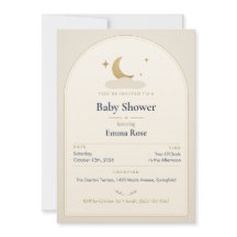 Måne och stjärnor Baby Shower-inbjudan, Crèmeberät