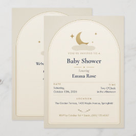 Måne och stjärnor Baby Shower-inbjudan, Crèmeberät