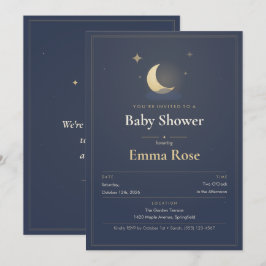 Måne och stjärnor Baby Shower-inbjudan, dammig mar