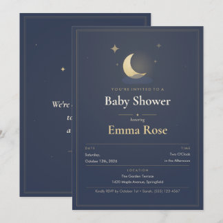 Måne och stjärnor Baby Shower-inbjudan, dammig mar