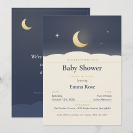 Måne och stjärnor baby shower inbjudan, natt himme