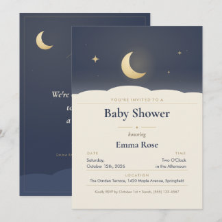 Måne och stjärnor baby shower inbjudan, natt himme