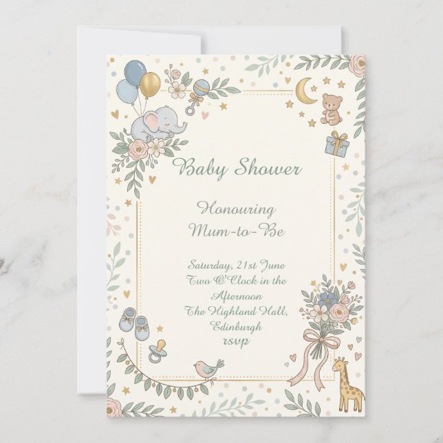 Måne Och Stjärnor Baby Shower Inbjudningar (Framsida)