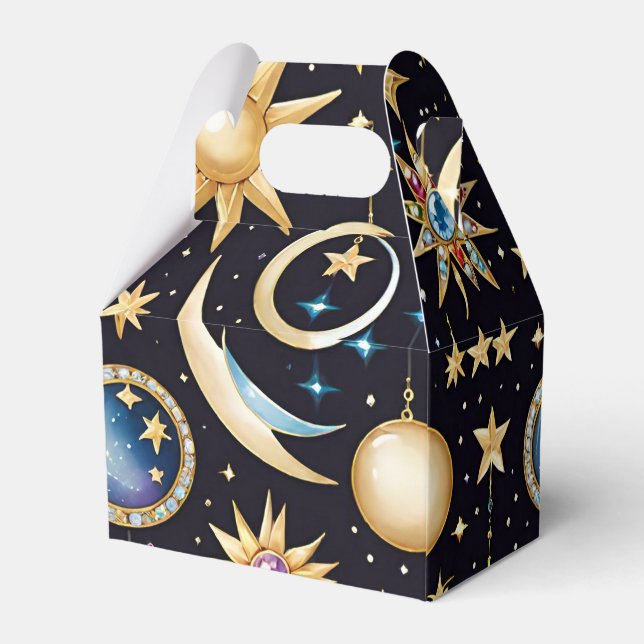 Måne och stjärnor Celestial gavel Presentaskar (Baksidan Sidan)