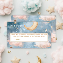 Måne och stjärnor Diaper Raffle Baby dusch