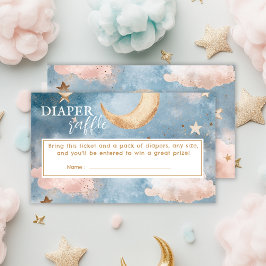 Måne och stjärnor Diaper Raffle Baby dusch Tilläggskort