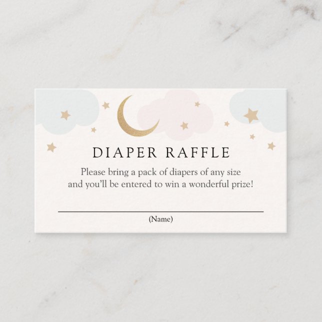 Måne och stjärnor Diaper Raffle-inmatningskort Tilläggskort (Framsida)