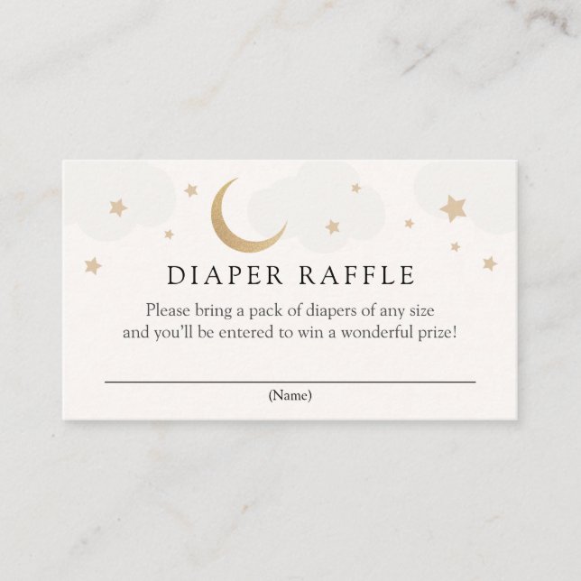 Måne och stjärnor Diaper Raffle-inmatningskort Tilläggskort (Framsida)
