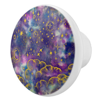 "Måne och stjärnor" Drag av handtag (Guld-etc.)