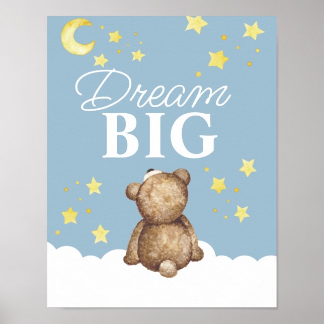 Måne och stjärnor Dröm stort Nallebjörn Nurseries  Poster (Framsidan)