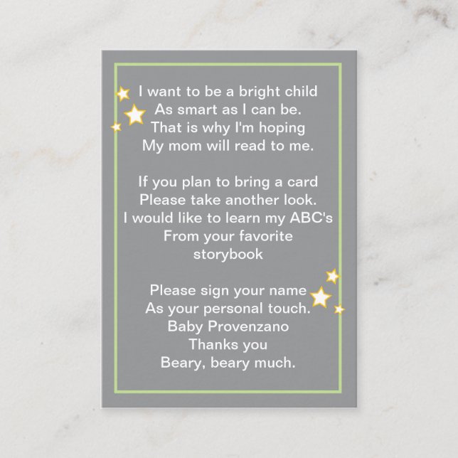 Måne och stjärnor har ett Bok-kort Tilläggskort (Framsida)