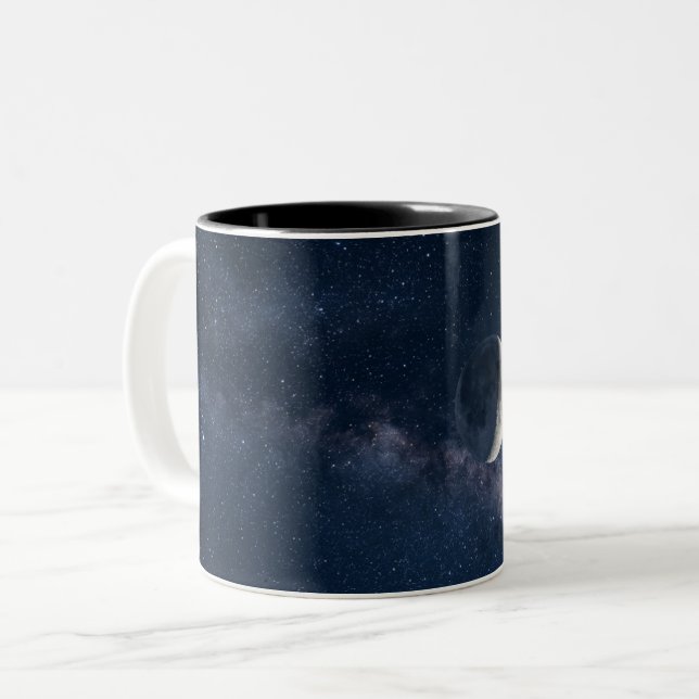 Måne och stjärnor kaffemugg | Celestial natthimmel (Framsida vänster)