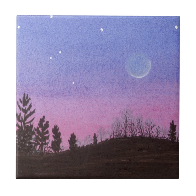 Måne och stjärnor kakelplatta (Framsidan)