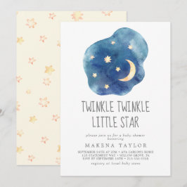 Måne och stjärnor Könsneutral Twinkle Twinkle Inbjudningar