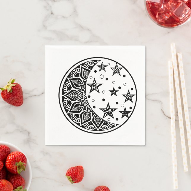 Måne och stjärnor mandala pappersservett (Insitu)