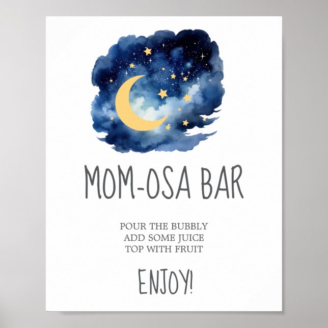 Måne och stjärnor Mom-osa Barskylt Poster (Framsidan)