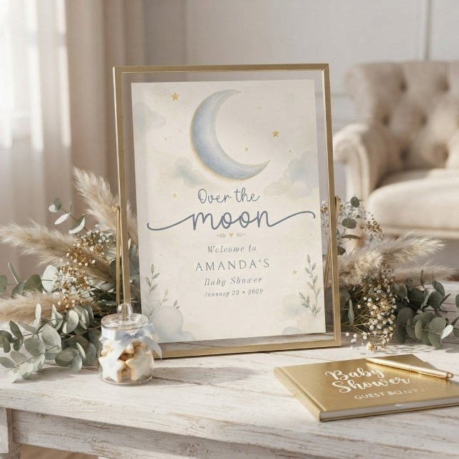 Måne och stjärnor över månen Baby Shower Poster (Skapare uppladdad)