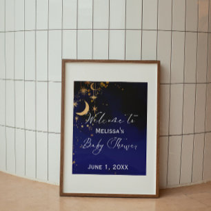 Måne och stjärnor poster välkomna babydusch