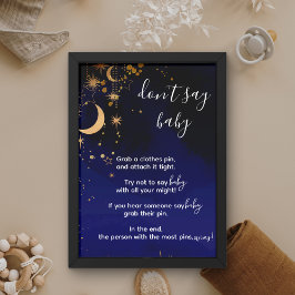 Måne och stjärnor ska inte säga baby poster
