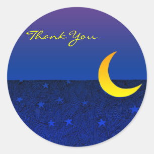 Måne och stjärnor Vintagekonst Tack-klistermärke Runt Klistermärke