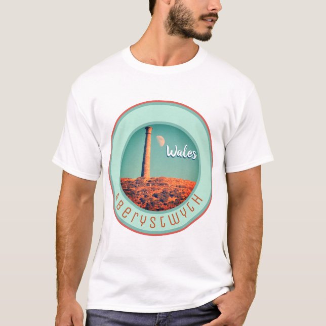 Måne och Torn: Aberystwyth, Wales T Shirt (Framsida)