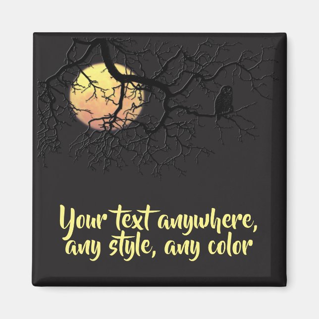 Måne och Uggla Silhouette Magnet (Framsidan)