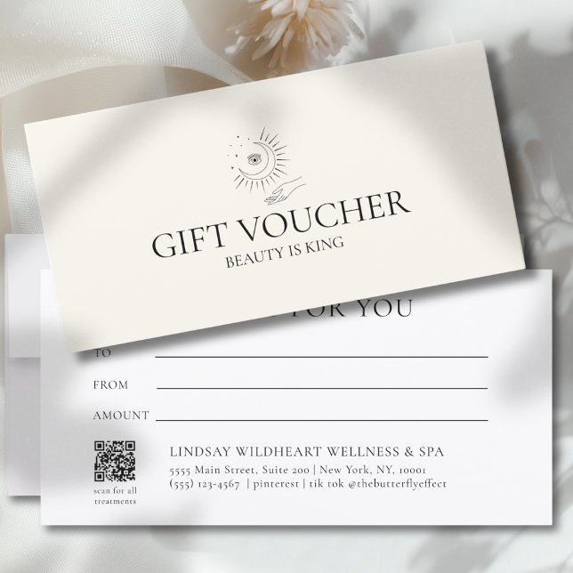 Måne Öga Hand Stjärnor Salong Beige Presentkort (Moon Eye Hand Stars Salon Beige White Gift Certificate
)