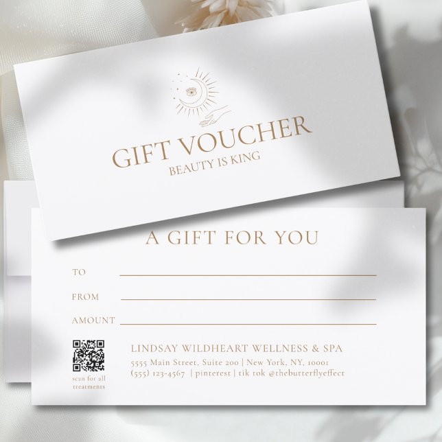 Måne Öga Hand Stjärnor Salong Vit Presentkort (Moon Eye Hand Stars Salon White Gift Certificate
)