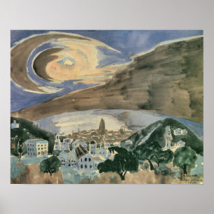 Måne över Barcelona av Walter Gramatte Poster