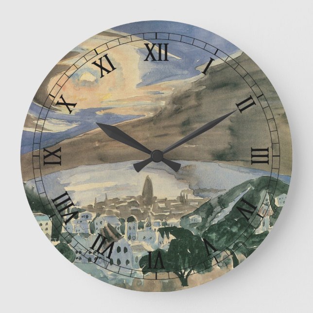 Måne över Barcelona av Walter Gramatte Stor Klocka (Framsida)