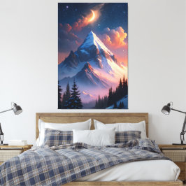 Måne över berg | Celestial Natttryck Canvastryck