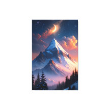 Måne över berg | Celestial Natttryck