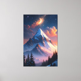 Måne över berg | Celestial Natttryck Canvastryck