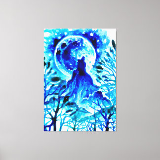 Måne över bergen och skogen canvastryck