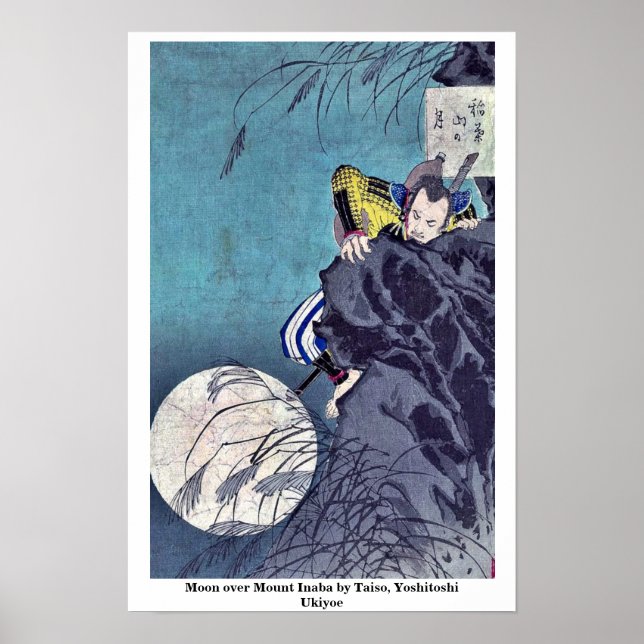 Måne över berget Inaba av Taiso, Yoshitoshi Ukiyoe Poster (Framsidan)